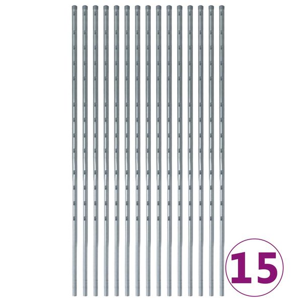 vidaXL Cerca com postes de ferro revestido a zinco 50 m 120/10/30