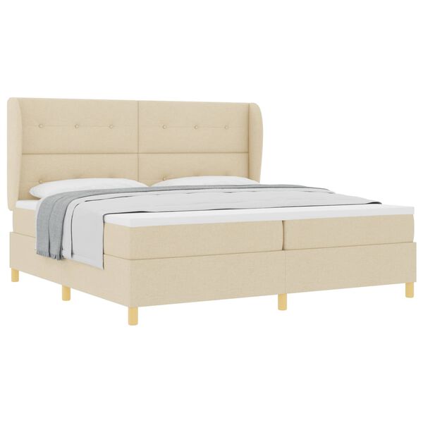 vidaXL Cama Box Springs com Colch&atilde;o Cinza Escuro 90x190 cm Creme