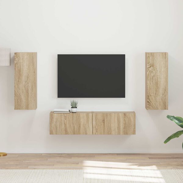 vidaXL Conjunto de m&oacute;vel de TV Montado na parede 2 pcs Carvalho Sonoma