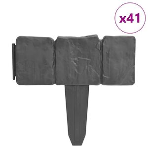 vidaXL Cerca de jardim c/ aspeto de pedra pl&aacute;stico 41 pcs 10 m
