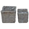 vidaXL Cesta de Plantas com armazenamento 3 pcs Cinzeto Rattan Kubu