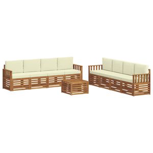 vidaXL Conjunto de Sof&aacute;s para Exterior 9 unid. 8 lugar Natural e Creme