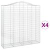 vidaXL Cestos gabião arqueados 4pcs 200x50x200/220cm ferro galvanizado