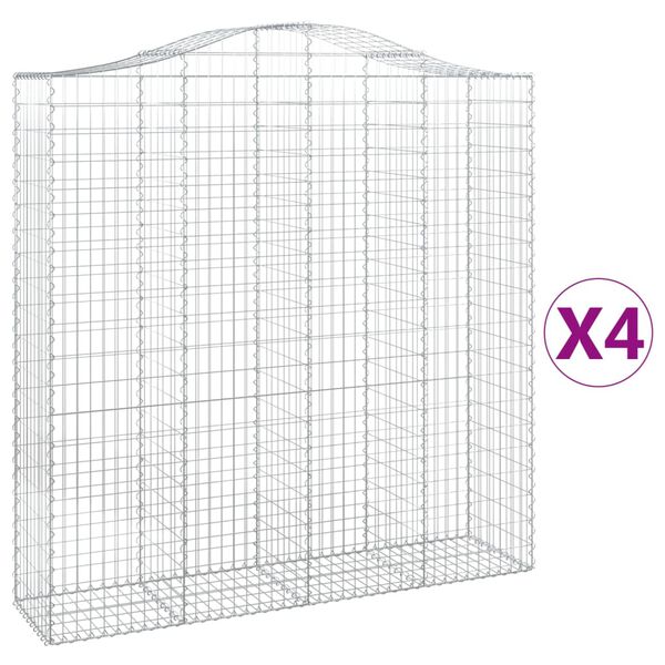 vidaXL Cestos gabião arqueados 4pcs 200x50x200/220cm ferro galvanizado