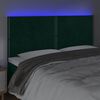 vidaXL Cabeceira de cama c/ LED veludo 200x5x118/128 cm verde-escuro