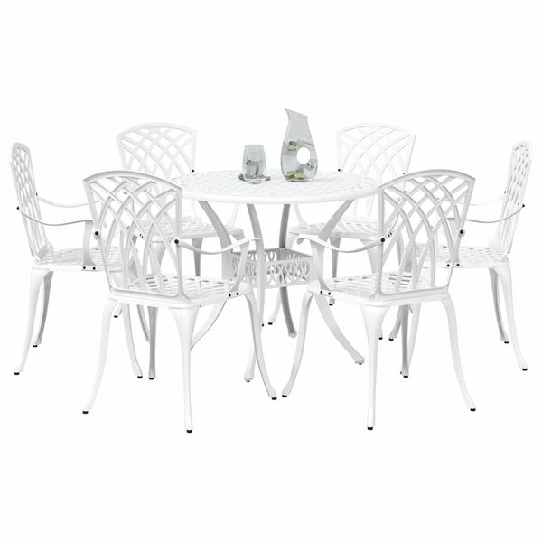 vidaXL Conjunto de Jantar para Jardim 7 pcs Branco Alum&iacute;nio