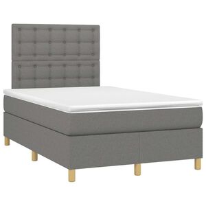 vidaXL Cama boxspring com colch&atilde;o 120x190 cm tecido cinzento-escuro