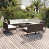 vidaXL 12 pcs conjunto lounge jardim c/ almofad&otilde;es vime PE castanho