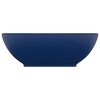 vidaXL Lavatório luxuoso oval 40x33cm cerâmica azul-escuro mate