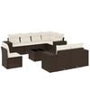 vidaXL 9 pcs conjunto sof&aacute;s p/ jardim c/ almofad&otilde;es vime PE castanho