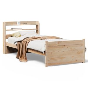 vidaXL Estrutura de cama com cabeceira 90x200 cm pinho maci&ccedil;o