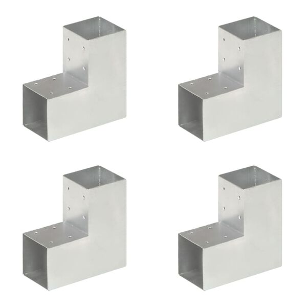 vidaXL Bases para poste em forma de L 4 pcs 91x91 mm metal galvanizado