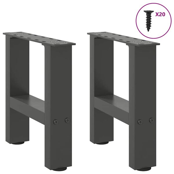 vidaXL P&eacute;s para mesa de centro antracite 2 pe&ccedil;as 40x(30-31) cm a&ccedil;o