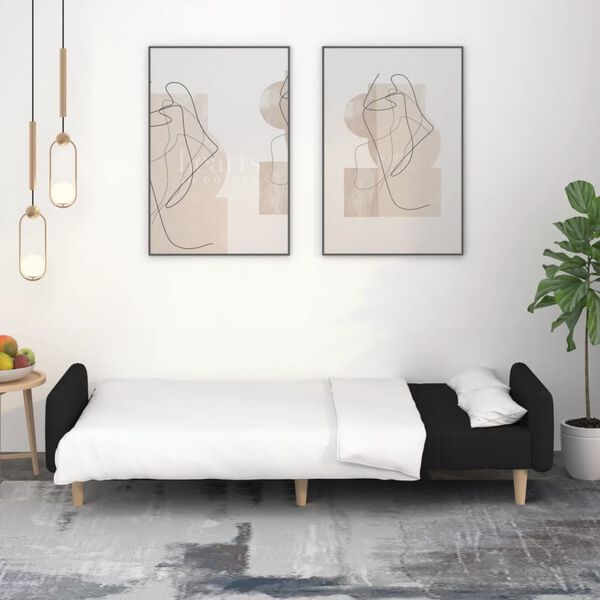 vidaXL Sof&aacute;-cama de 2 lugares tecido preto