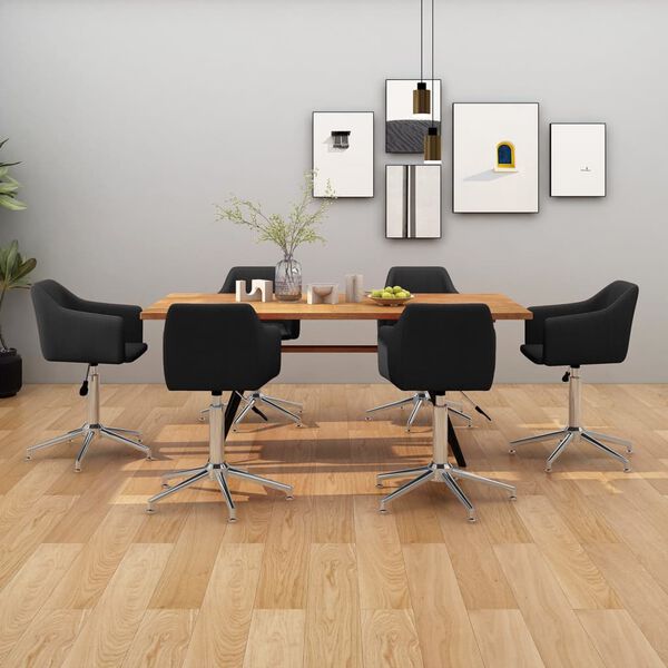 vidaXL Cadeiras de jantar girat&oacute;rias 6 pcs tecido preto