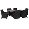 vidaXL 7 pcs conjunto de jantar para jardim vime PE preto