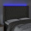 vidaXL Cabeceira de cama c/ LED veludo 163x16x118/128 cm cinza-escuro