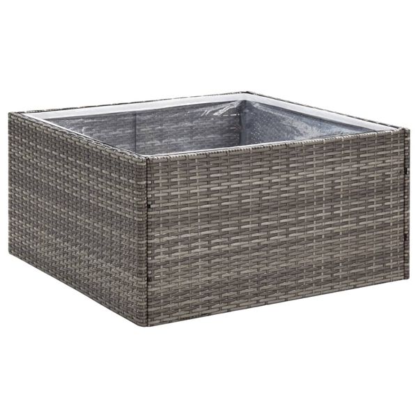 vidaXL Vaso/floreira de jardim 80x80x40 cm vime PE cinzento
