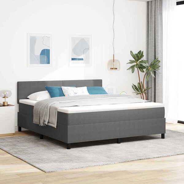 vidaXL Cama Box com cabeceira Cinza Claro e Branco 180 x 200 cm
