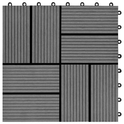 vidaXL Ladrilhos de pavimento 11 pcs WPC 1m² 30x30 cm cinzento