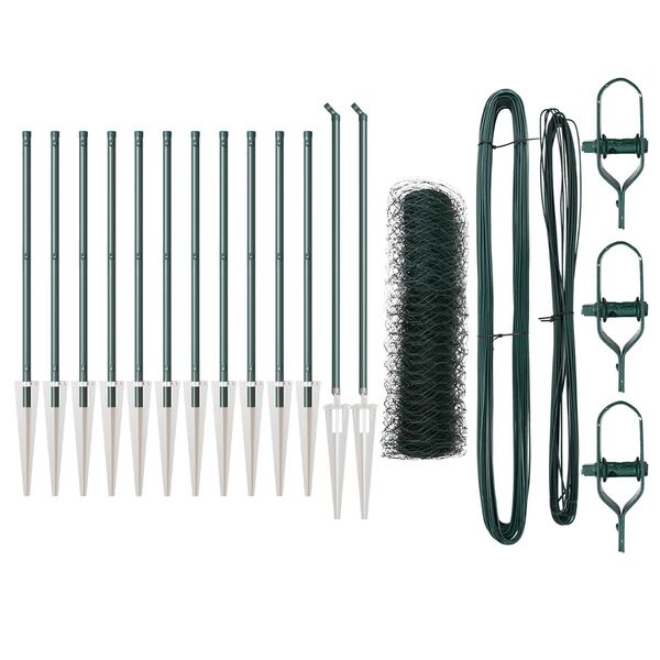 vidaXL Poste de Cerca Verde 25 x 0,6 m (malha de 50 mm) A&ccedil;o e PVC