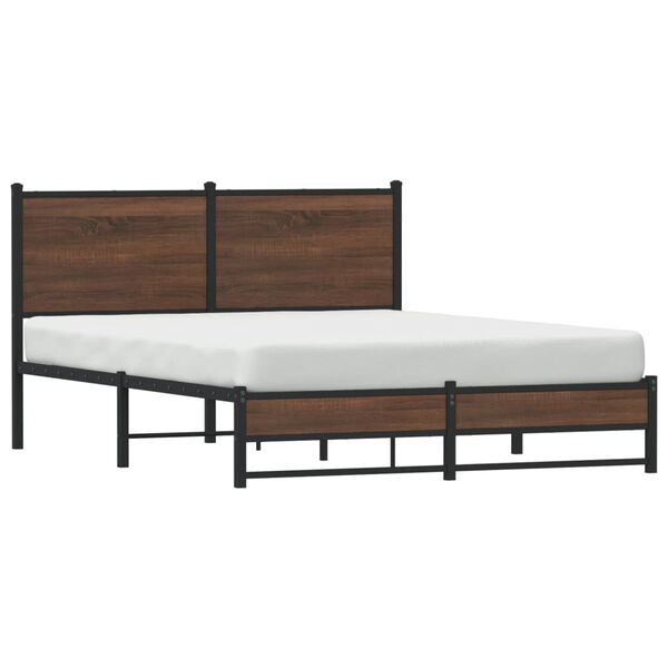 vidaXL Estrutura de cama sem colch&atilde;o 140x200cm metal carvalho castanho