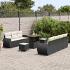 vidaXL Conjunto de Sofá de Jardim 10 pcs Preto e Creme vime PE