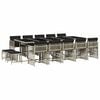 vidaXL 15 pcs conj. jantar jardim c/ almofad&otilde;es vime PE cinzento-claro