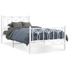 vidaXL Estrutura de cama com cabeceira e p&eacute;s 107x203 cm metal branco