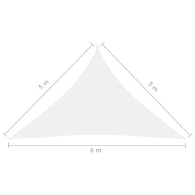 vidaXL Para-sol estilo vela tecido oxford triangular 5x5x6 m branco