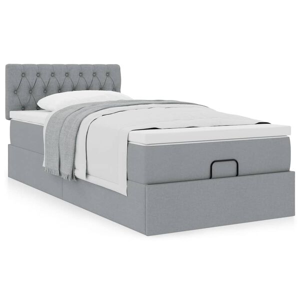 vidaXL Estrutura cama otomana colchão 90x190 cm tecido cinzento claro