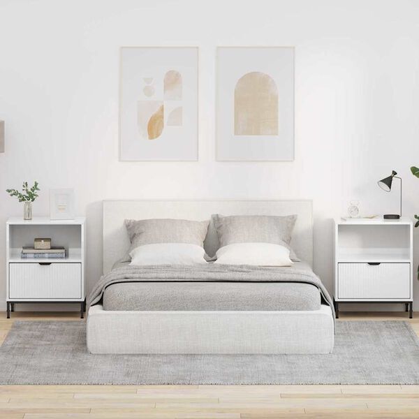 vidaXL Mesas de cabeceira 2 pcs Branco brilhante 49 x 36 x 61 cm