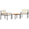 vidaXL Conjunto de M&oacute;veis para Exterior 3 unid. 2 lugar Branco Creme