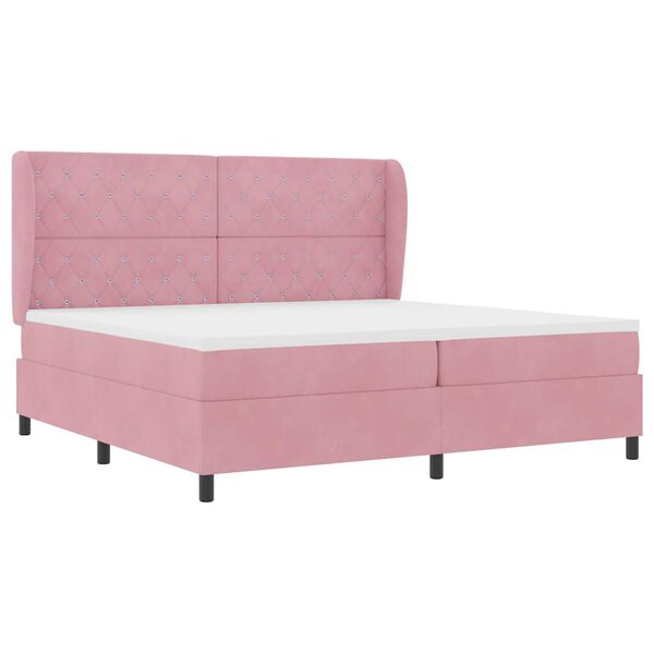 vidaXL Cama Box com colch&atilde;o com cabeceira Rosa 200 x 200 cm Poli&eacute;ster