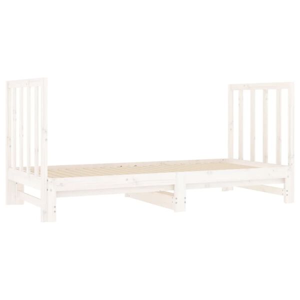 vidaXL Estrutura sof&aacute;-cama de puxar 2x(90x190) cm pinho maci&ccedil;o branco