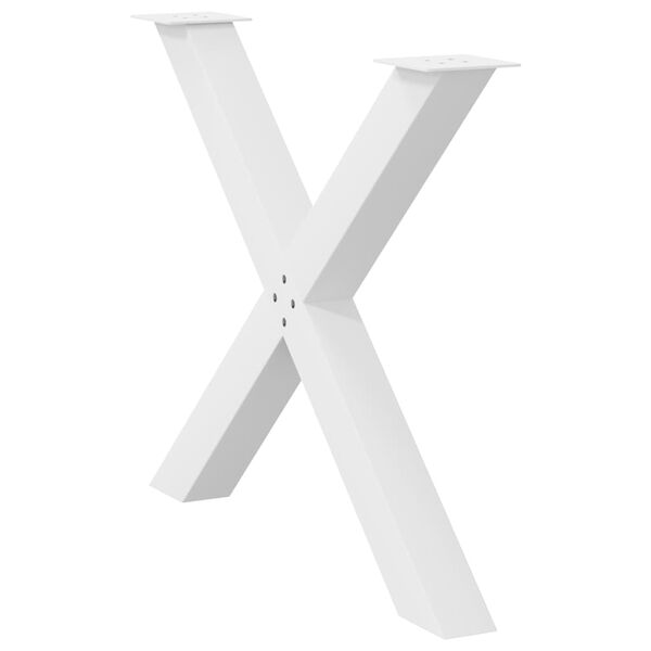 vidaXL P&eacute;s para mesa de jantar em formato de X, 3 pe&ccedil;as, branco, 90x (72-73) cm, a&ccedil;o