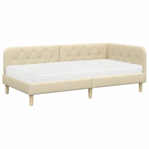 vidaXL Estrutura de Cama de Canto Creme 100 x 200 cm tecido