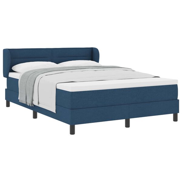 vidaXL Cama Box com colch&atilde;o com cabeceira Azul 140 x 190 cm tecido