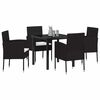 vidaXL Conjunto de Jantar para Jardim com almofada 5 pcs Preto vime PE