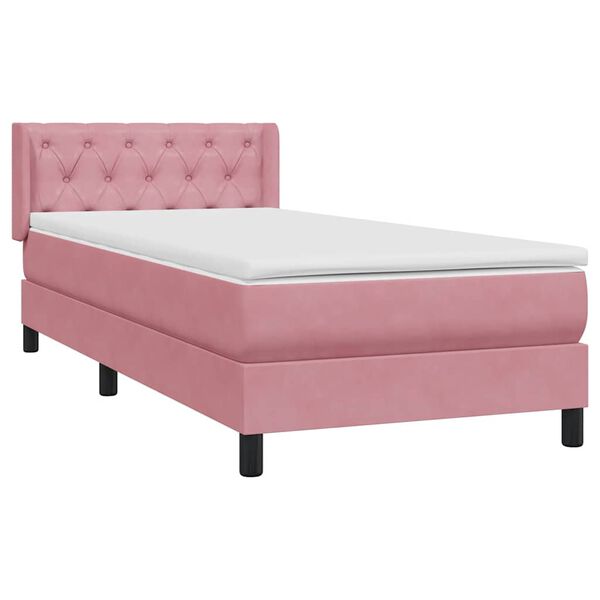 vidaXL Cama com molas/colch&atilde;o 80x220 cm veludo rosa