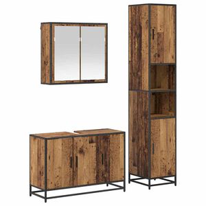 vidaXL Conjunto de M&oacute;veis para Banheiro com porta 3 pcs Madeira Antiga