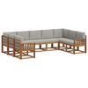 vidaXL Conjunto de Sof&aacute;s para Exterior 9 pcs Cinza Natural e Claro