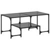vidaXL Mesa de centro com topo em vidro preto 98,5x50x45 cm a&ccedil;o