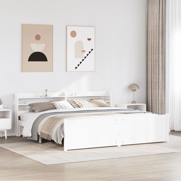 vidaXL Estrutura de cama c/ cabeceira sem colch&atilde;o 180x200 cm branco