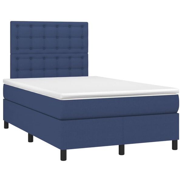 vidaXL Cama boxspring com colch&atilde;o 120x190 cm tecido azul