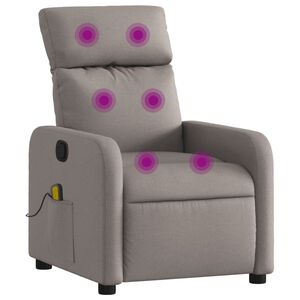 vidaXL Poltrona de massagens reclin&aacute;vel tecido cinzento-acastanhado