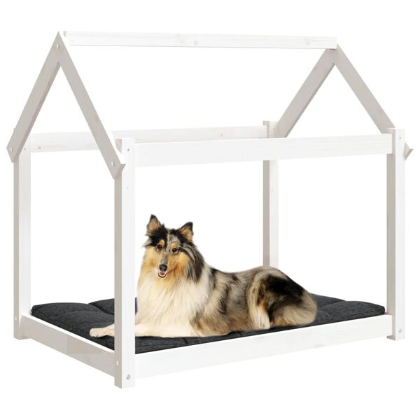 vidaXL Cama para cães 101x70x90 cm madeira de pinho maciça branco