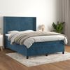 vidaXL Cama com molas/colch&atilde;o 140x190 cm veludo azul-escuro