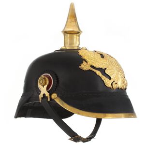 vidaXL Capacete soldado alem&atilde;o prussiano r&eacute;plica LARP a&ccedil;o preto