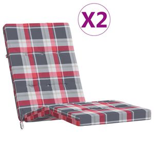 vidaXL Almofad&otilde;es cadeira terra&ccedil;o 2 pcs tecido oxford xadrez vermelho